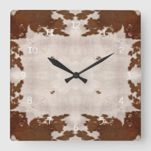 Cow Hide Pattern clock Quadratische Wanduhr