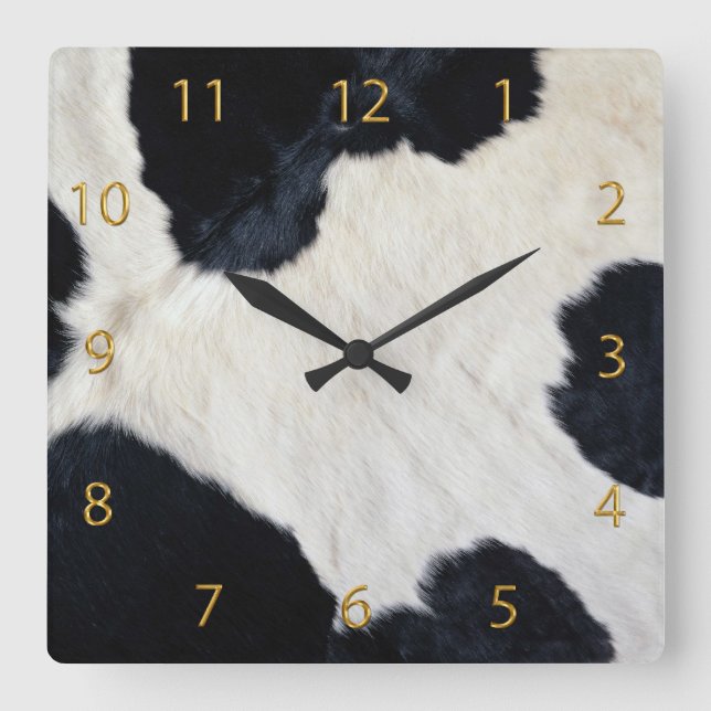 Cow Hide Quadratische Wanduhr (Vorderseite)
