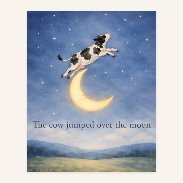 Cow Jumping Over the Moon – Nursery Rhyme Poster (Von Creator hochgeladen)