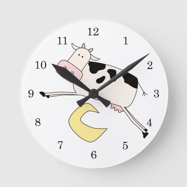 Cow Jumps Over Moon Runde Wanduhr (Vorderseite)