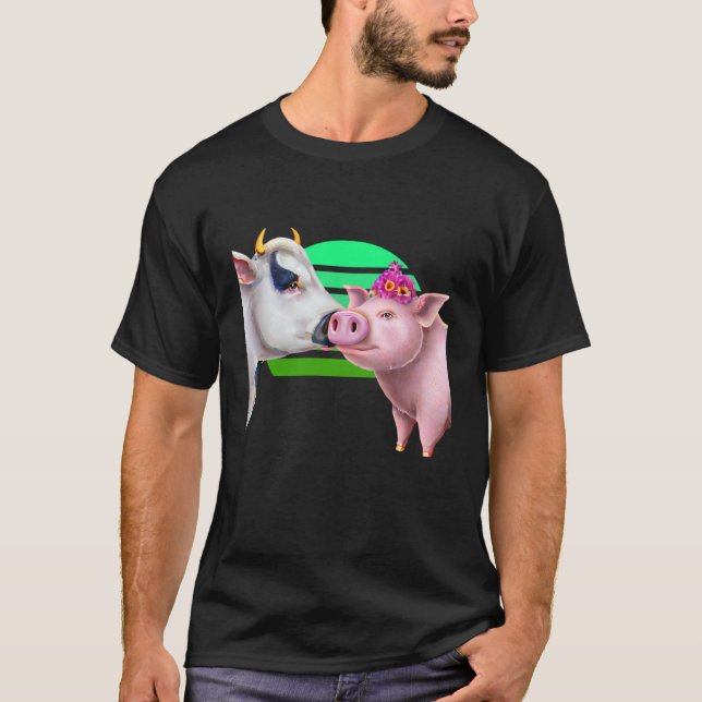 Cow kissing Pig T-Shirt (Vorderseite)