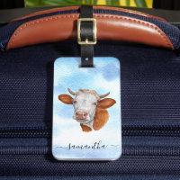 Cow Lover Watercolor Monogramm Name