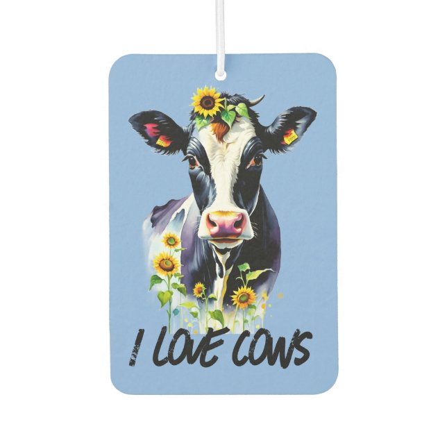 Cow Lovers I Love Cows Holstein Sunflowers Autolufterfrischer (Vorderseite)