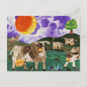 Cow Meadow Night Songs Postkarte