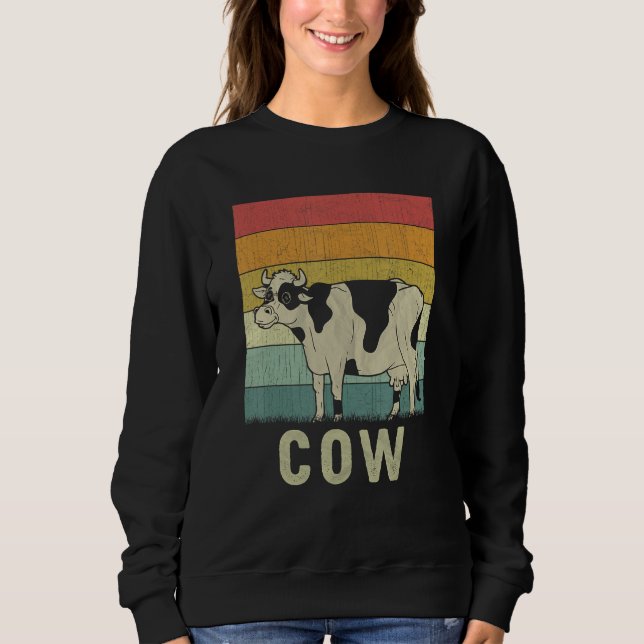 Cow  Men Women Cow Retro Sweatshirt (Vorderseite)