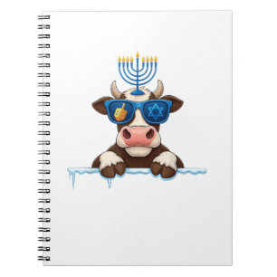Cow Menorah Dreidel Juwish Hanukkah Womens Mens Ki Notizblock