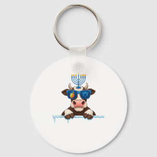 Cow Menorah Dreidel Juwish Hanukkah Womens Mens Ki Schlüsselanhänger