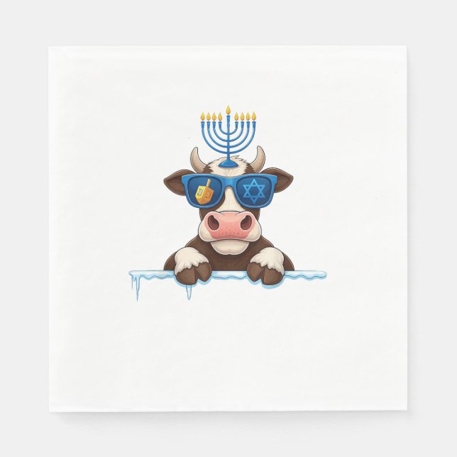 Cow Menorah Dreidel Juwish Hanukkah Womens Mens Ki Serviette (Vorderseite)