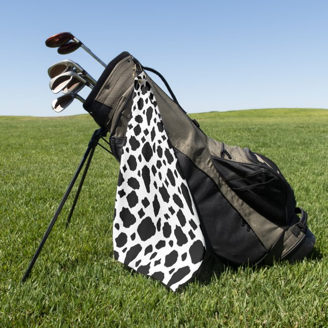 Cow Pattern Animal Print Black and White Golfhandtuch (Gras)