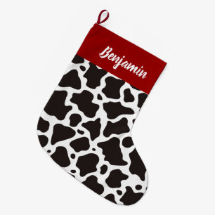 Cow Pattern Weihnachtszeit Strumpf Großer Weihnachtsstrumpf