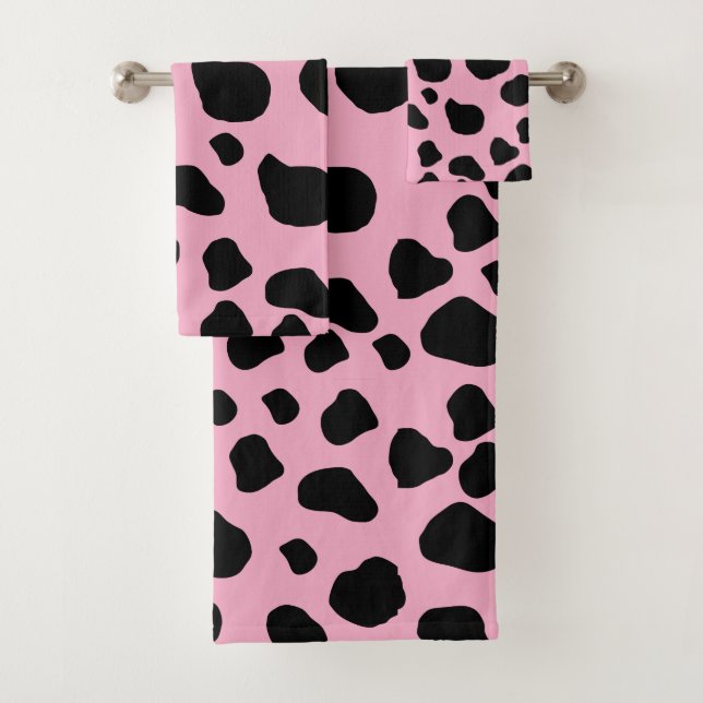 Cow Print, Cow Pattern, Cow Spots, Pink Cow Badhandtuch Set (Insitu)