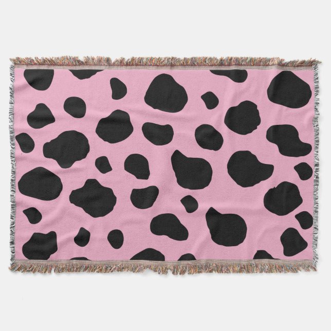 Cow Print, Cow Pattern, Cow Spots, Pink Cow Decke (Vorderseite)