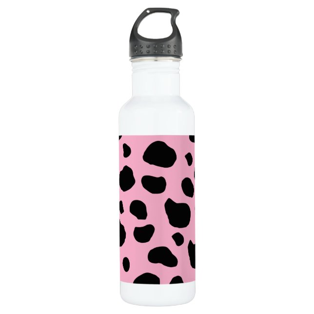 Cow Print, Cow Pattern, Cow Spots, Pink Cow Edelstahlflasche (Vorderseite)