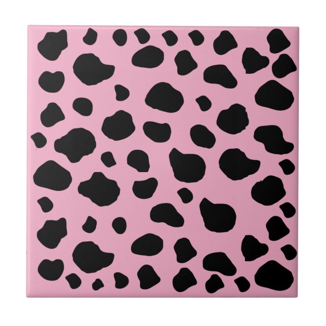 Cow Print, Cow Pattern, Cow Spots, Pink Cow Fliese (Vorderseite)