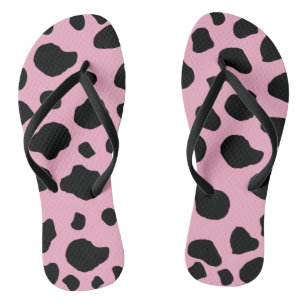 Cow Print, Cow Pattern, Cow Spots, Pink Cow Flip Flops