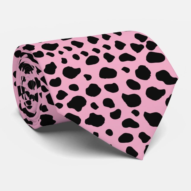 Cow Print, Cow Pattern, Cow Spots, Pink Cow Krawatte (Gerollt)