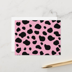 Cow Print, Cow Pattern, Cow Spots, Pink Cow Postkarte