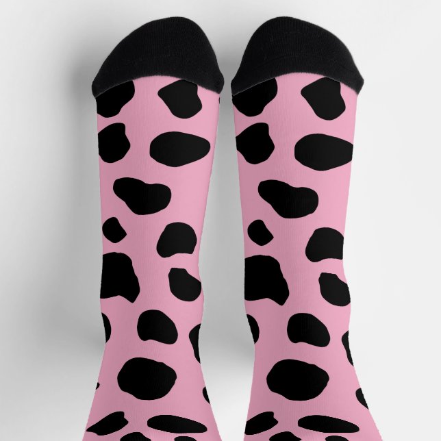 Cow Print, Cow Pattern, Cow Spots, Pink Cow Socken (Oben)