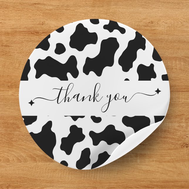 Cow Print Cowgirl Gastgeschenk Hochzeit Danke Runder Aufkleber (Cow Print Cowgirl Wedding Favor Thank You Classic Round Sticker
)