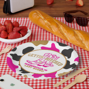 Cow Print Last Rodeo Bachelorette Party Plates Pappteller