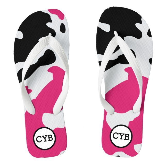 Cow Print Monogram Flip Flops (Fußbett)