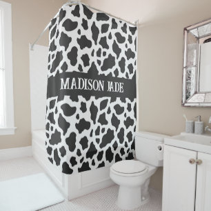 Cow Print Monogram Minimal Animal Print Duschvorhang