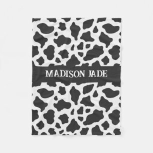 Cow Print Monogram Minimal Animal Print Fleecedecke