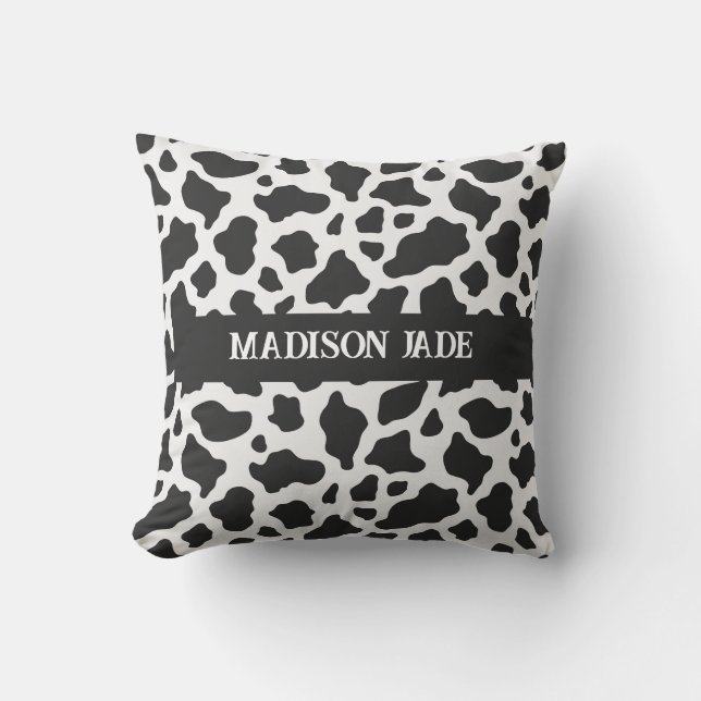 Cow Print Monogram Minimal Animal Print Kissen (Vorderseite)