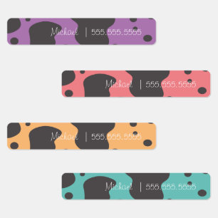 Cow Print School Class Lunch Name Number Labels Etiketten