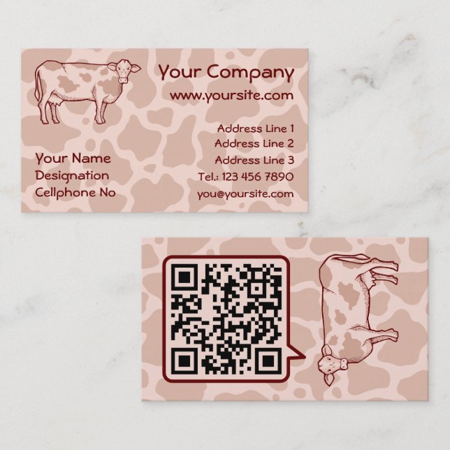 Cow Profile Business Card Visitenkarte (Vorne/Hinten)