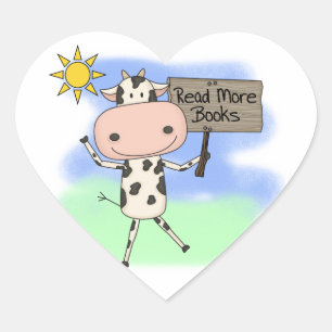 Cow Read More Books Herz-Aufkleber