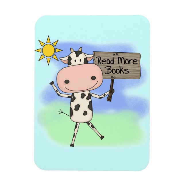 Cow Read More Books Magnet (Vertikal)