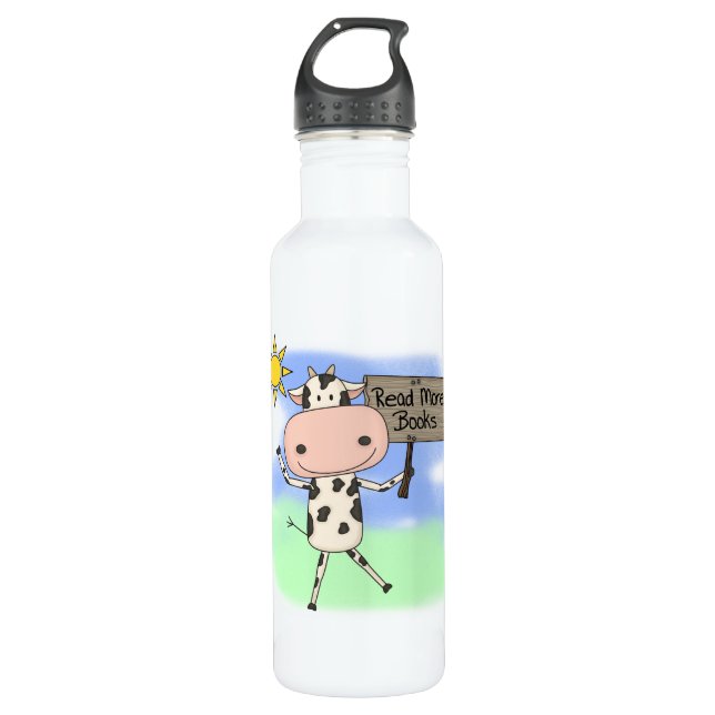 Cow Read More Books Trinkflasche (Vorderseite)