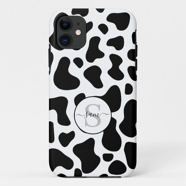 Cow Schwarz-weiß Patch Monogram Case-Mate iPhon iPhone Hülle (Rückseite)