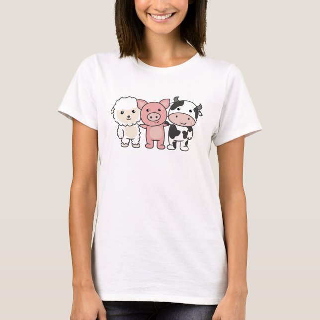 Cow Sheep Pig Farm Sweet Animals T-Shirt (Vorderseite)