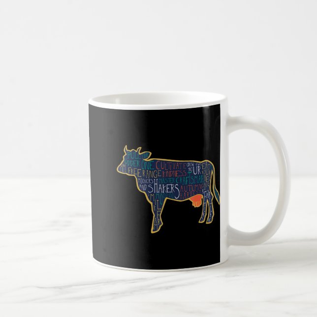 Cow Silhouette Tygraphy Phrases Heifer Fun Chris T Kaffeetasse (Rechts)
