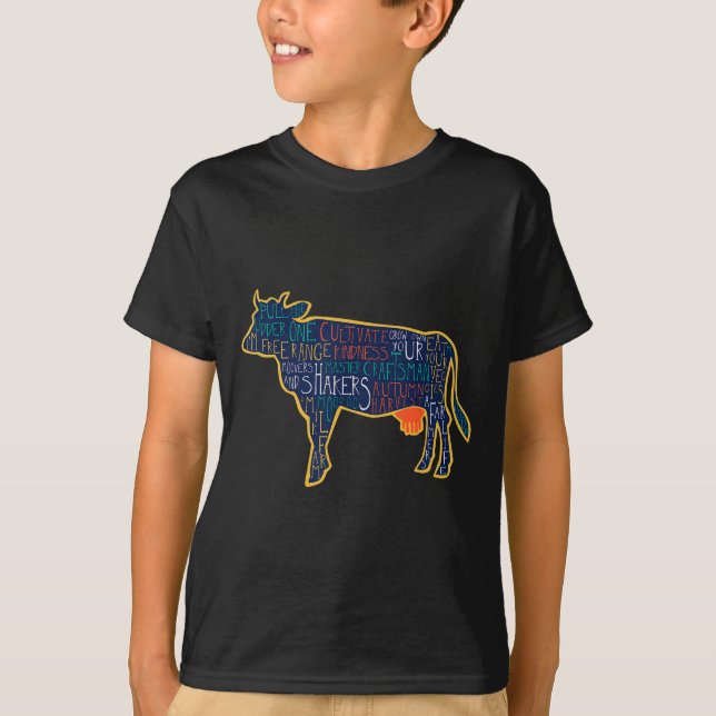Cow Silhouette Tygraphy Phrases Heifer Fun Chris  T-Shirt (Vorderseite)