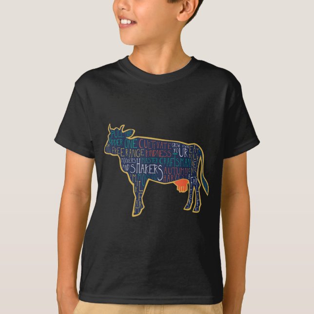 Cow Silhouette Tygraphy Phrases Heifer Fun Chris T T-Shirt (Vorderseite)