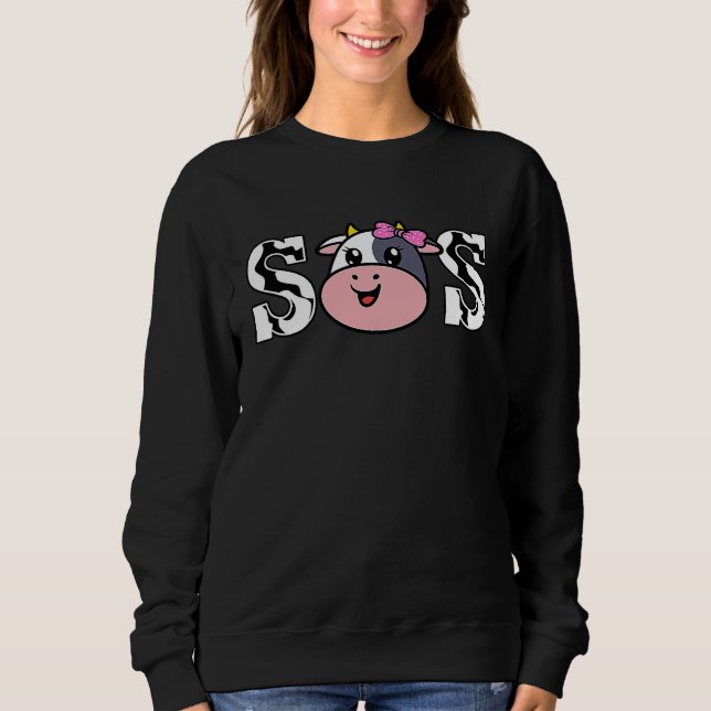 Cow Sis Farmer Animal  Cute Cow Pattern Sister Sweatshirt (Vorderseite)