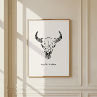 Cow Skull Long Live Cowboys Western Wild West Wall Poster