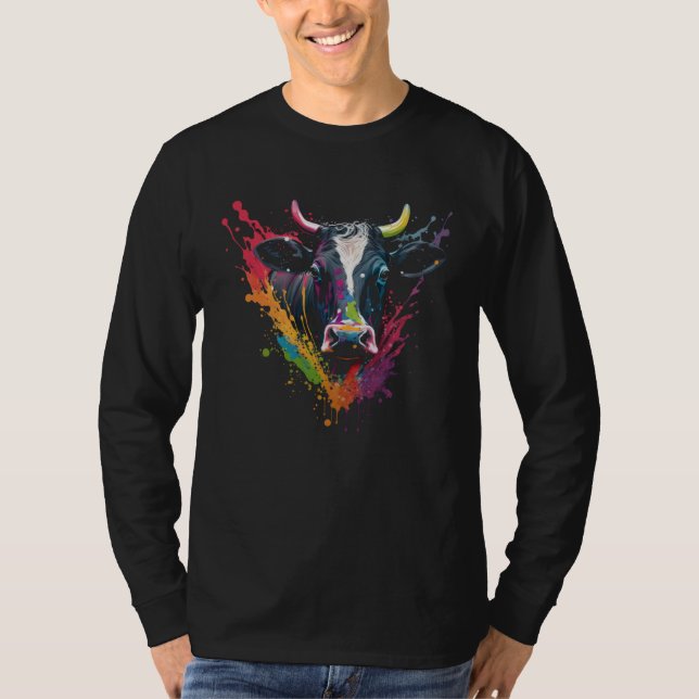 Cow Splash Cattle Retro Cattle Farmer Cowshed Catt T-Shirt (Vorderseite)