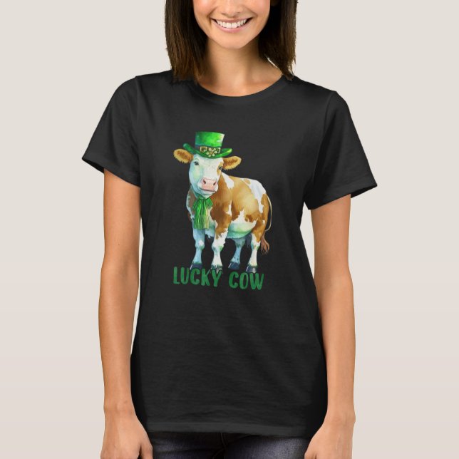 Cow St Patrick Leprechaun Shamrock Irish Dairy Luc T-Shirt (Vorderseite)
