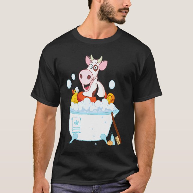 Cow Taking Bath Animal Cows T-Shirt (Vorderseite)