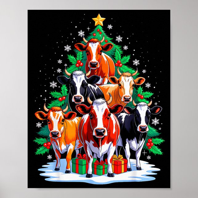 Cow Tree Christmas Cow Lover Xmas Squad Men Women  Poster (Vorne)