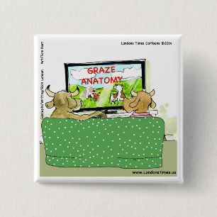Cow TV Shows Funny Cartoon Button