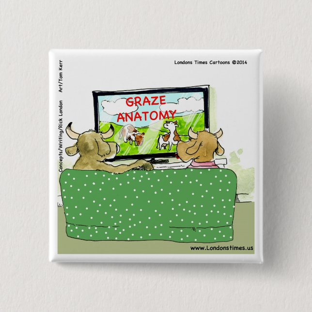 Cow TV Shows Funny Cartoon Button (Vorderseite)
