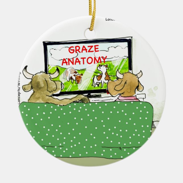 Cow TV Shows Funny Cartoon Keramikornament (Vorne)