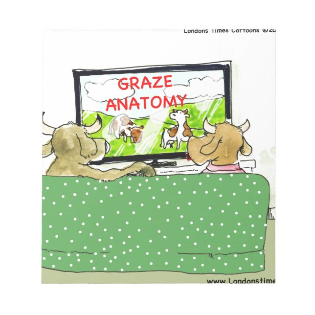 Cow TV Shows Funny Cartoon Notizblock (Vorderseite)