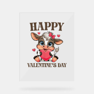 Cow Valentine's Day Heart Geschenke tee lustige Ku Acrylschild