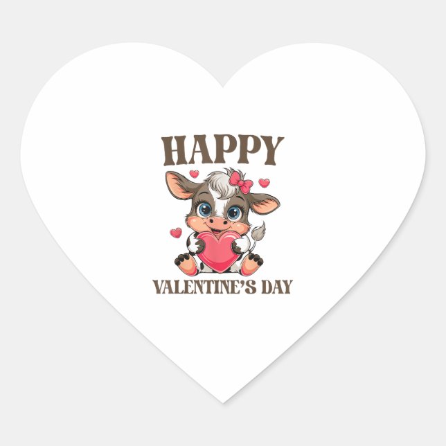 Cow Valentine's Day Heart Geschenke tee lustige Ku Herz-Aufkleber (Vorderseite)